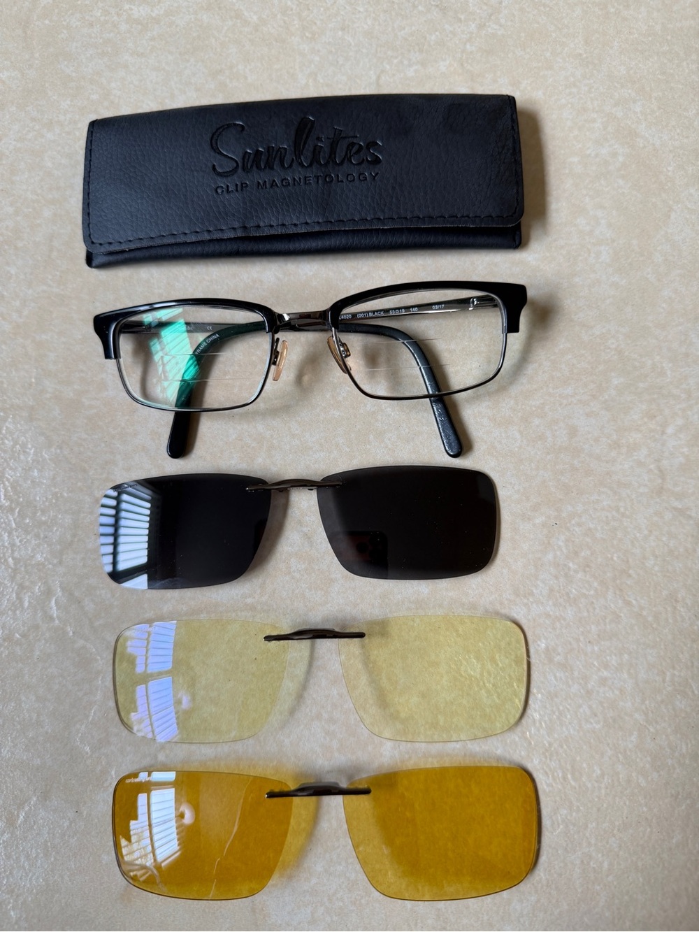 Sunlites SL4020 (001) Black Eyeglasses Frames w/ 3 Magnetic Clips & Case